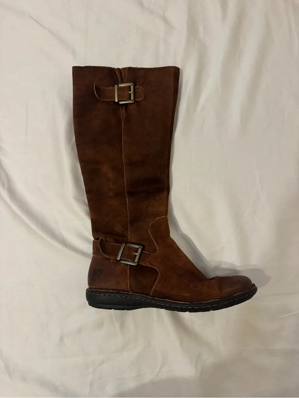 Born Women's Brown Suede Over-the-Knee Buckle Boots